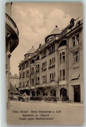 8000 Zürich Foto AK Brauerei- Kutsche Elite Hotel Bahnhofstrasse 41