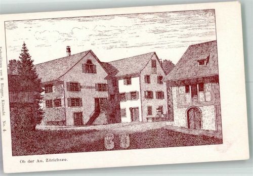 8810 Horgen Radierung sign. Ringger, R. Ob der Au Zürichsee