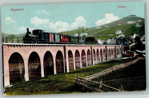 9050 Appenzell Foto AK Eisenbahn Dampflokomotive Viadukt