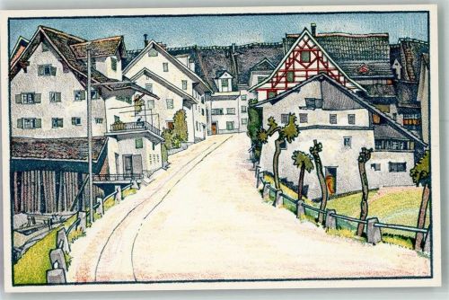 8627 Grüningen Künstlersteindruck sign. Rüegg,E-A.
