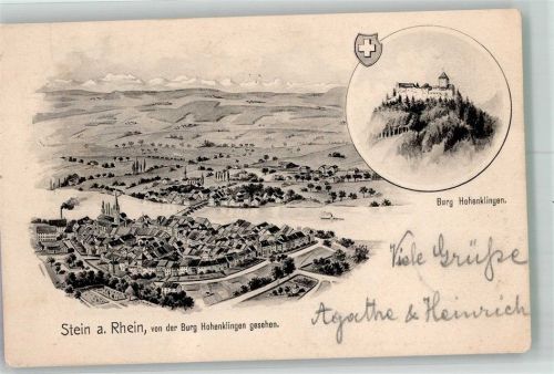 8260 Stein am Rhein 1908 Künstlerkarte sign. Felle Burg Hohenklingen