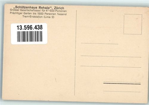 8000 Zürich Foto AK Schützenhaus Rehalp