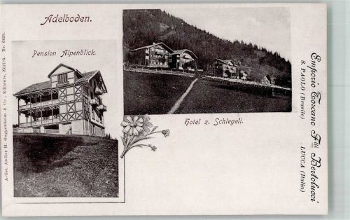 3715 Adelboden BE Foto AK Pension Alpenblick Hotel zum Schlegli