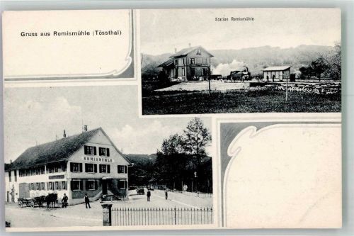 8487 Rämismühle Foto AK Bahnhof Gasthaus Remismühle
