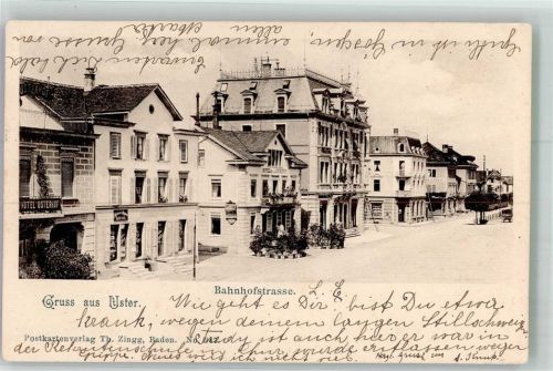 8610 Uster 1918 Foto AK Hotel Usterhof Bahnhof- Straße