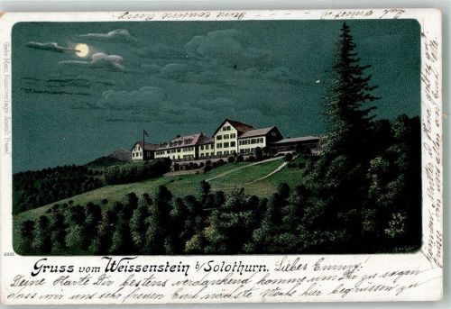 4500 Solothurn Soleure 1899 Lithographie Hotel Gruss vom Weissentein Mondschein Bahnpost Zug 29 Nr. 11
