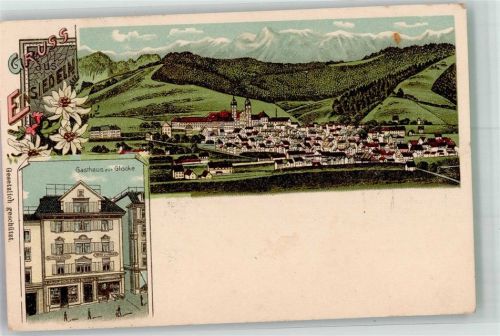 8840 Einsiedeln 1914 Lithographie Gasthaus zur Glocke