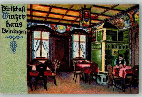 8104 Weiningen ZH 1941 Gebrauchsspuren Gasthaus Winzerhaus Künstlersteindruck
