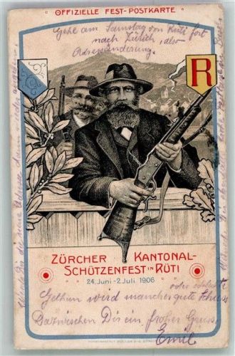8000 Zürich 1906 Gebrauchsspuren Zürcher Kantonal - Schützenfest Lithographie