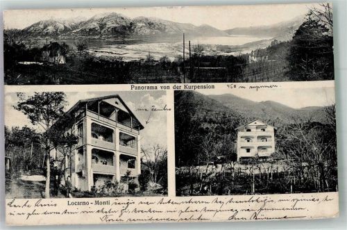 6600 Locarno 1914 Foto AK Pension Kurpension Sonnenheim Monti