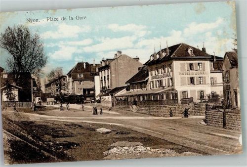 1260 Nyon 1925 Foto AK Hotel du Jura Place de la Gare