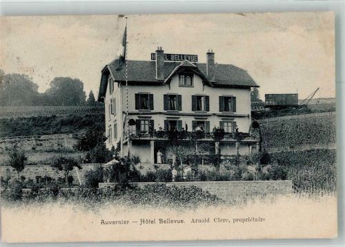 2012 Auvernier 1906 Foto AK Hotel Bellevue Bahnpost Zug 1217
