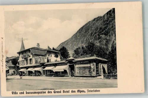 3800 Interlaken 1913 Foto AK Grand Hotel Geschäft Luxusmagazine Villa