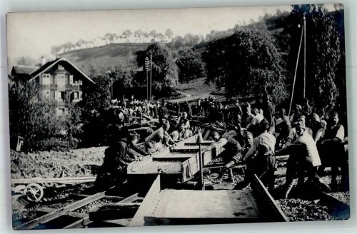 3919 Blatten Lötschen Foto AK Baustelle Eisenbahn