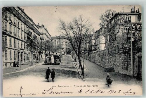 1000 Lausanne Losanna 1903 Foto AK Straßenbahn Avenue de Georgette