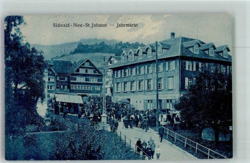 9652 Neu St. Johann 1921 Foto AK Sidwald Marktszene Jahrmarkt