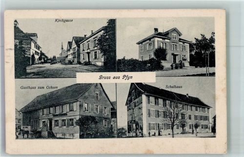 8505 Pfyn 1918 Foto AK Kirchgasse Gasthaus zu Ochsen Schulhaus Norariat