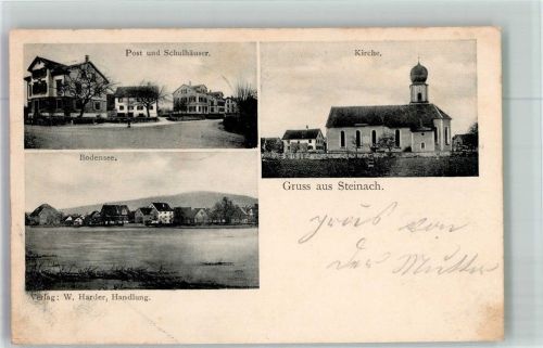 9323 Steinach 1903 Foto AK Postamt Schulhäuser Kirche bodensee
