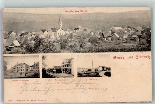 8370 Sirnach 1903 Foto AK Fabrik Weberei Bahnof Neugass Schulhaus