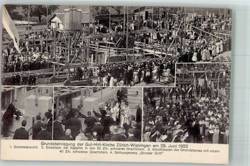 8037 Wipkingen Foto AK Kirche Gut-Hirt Grundsteinlegung 1922