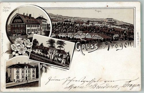 9043 Trogen Lithographie Krankenhaus Kuranstalt Lindenbühl Schule Vorläufer