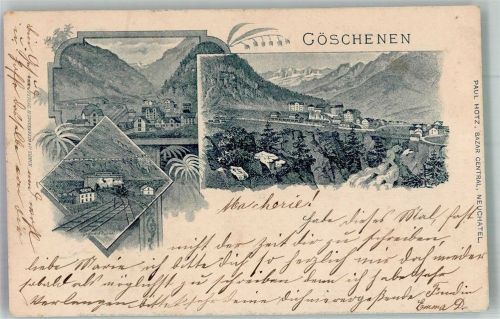6487 Göschenen 1900 Lithographie Eisenbahn Gotthardtunnel Vorläufer