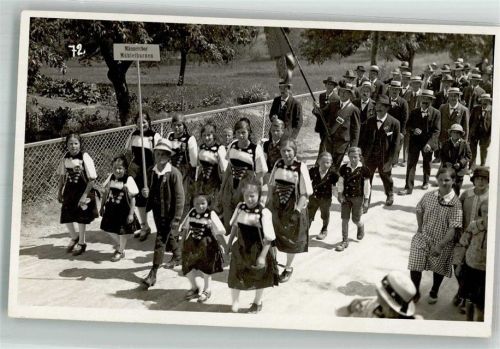 3127 Mühlethurnen Foto AK Tracht Festumzug Ort handschriftlich
