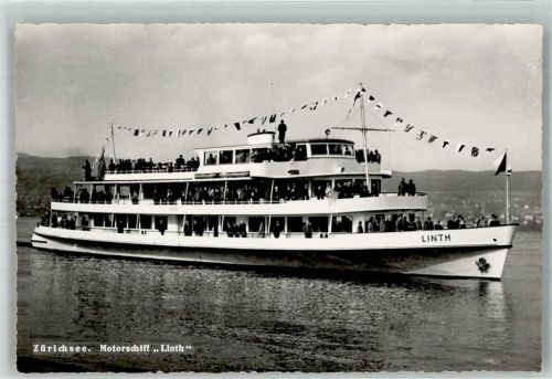 Zürich Motorschiff Linth auf dem Zürichsee Photoglob 9335 Binnenschiff Foto AK