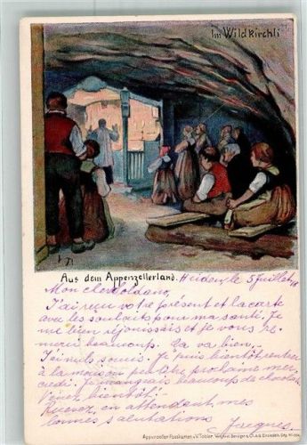 sign. Tobler Viktor Im Wildkirchli Aus dem Appenzellerland Motiv Schweiz 1918 Künstlerkarte