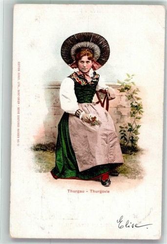 1902 Gebrauchsspuren Frau Edition Burgy Serie Costumes Suisse No. 12