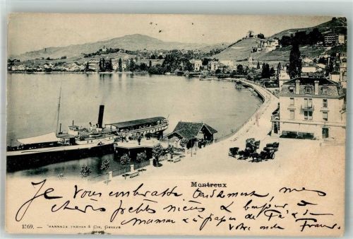 1820 Montreux 1899 Foto AK Dampfer Anlegestelle