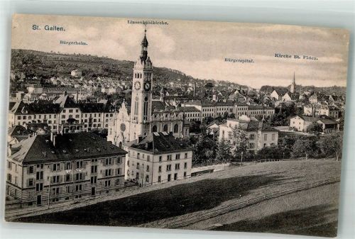 9000 St. Gallen S. Gallo Foto AK Krankenhaus Kirche Linsenbühl St.Fiden
