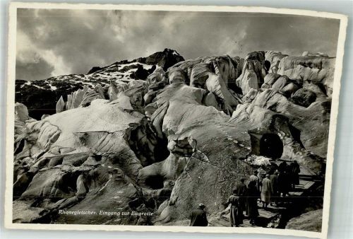 3999 Oberwald Foto AK Rhonegletscher Eingang zur Eisgrotte Obergoms