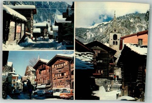 1983 Evolène 1984 Winter Kirche Dorfansicht Auto