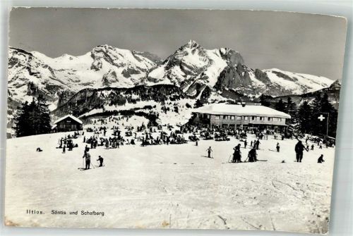 Säntis Winterlithographie Gasthaus Schafberg