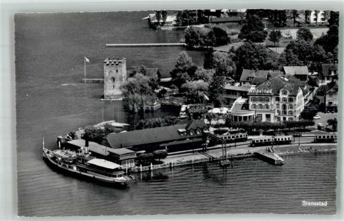 6362 Stansstad Foto AK Bahnhof Hafen Hotel Winkelried