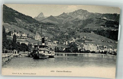 1820 Montreux Foto AK Hafen Clarens