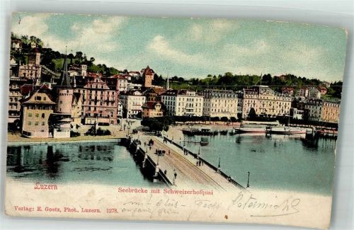 6000 Luzern Lucerne 1901 Foto AK Seebrücke Schweizhofquai Bahnpost Zug 09 Nr. 15