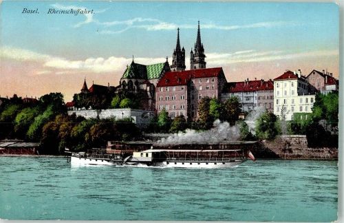 4000 Basel Bâle 1910 Foto AK Rheinschifffahrt Münster