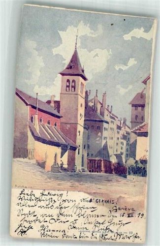 1200 Genève Genf 1899 Lithographie / Künstlerkarte