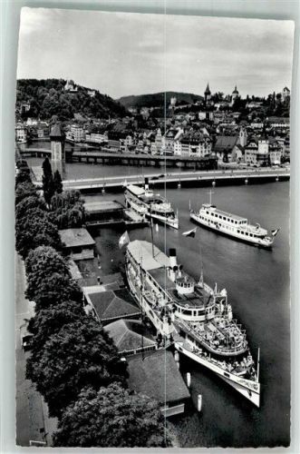 Luzern Lucerne Hafen Dampfer Stadt Luzern Wilhelm Tell Motorschiff Titlis Binnenschiff Foto AK
