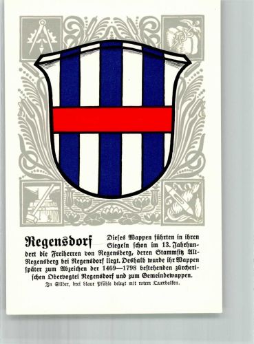 8105 Regensdorf Lithographie Wappen