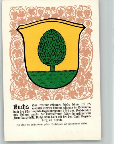 8107 Buchs ZH Lithographie Wappen