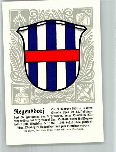 8105 Regensdorf Lithographie Wappen