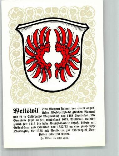 8907 Wettswil Lithographie Wappen