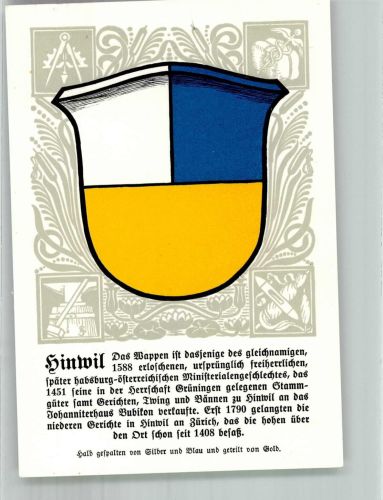 8340 Hinwil Lithographie Wappen