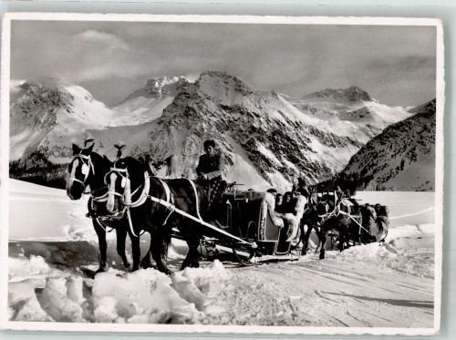 7050 Arosa 1953 Winter Schlitten- Partie am Arlenwald