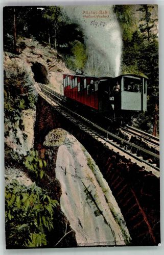 6053 Alpnachstad 1907 Foto AK Zahnradbahn Pilatusbahn