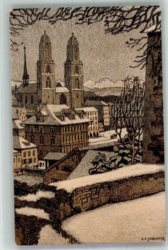 Zürich sign. Schlatter Bekämpfung der Tuberkulose bei Kindern Großmünster Tuberkulose 1913 Künstlersteindruck