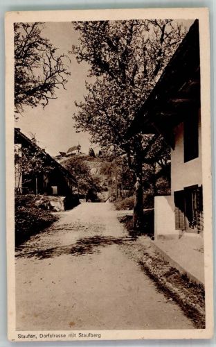 5603 Staufen 1921 Foto AK Bahnpost Zug 3046 Dorfstrasse Staufenberg